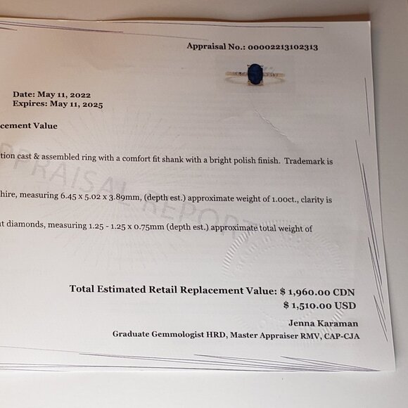 Yellow Gold & Natural Sapphire Ring - 10KT - Picture 11 of 11